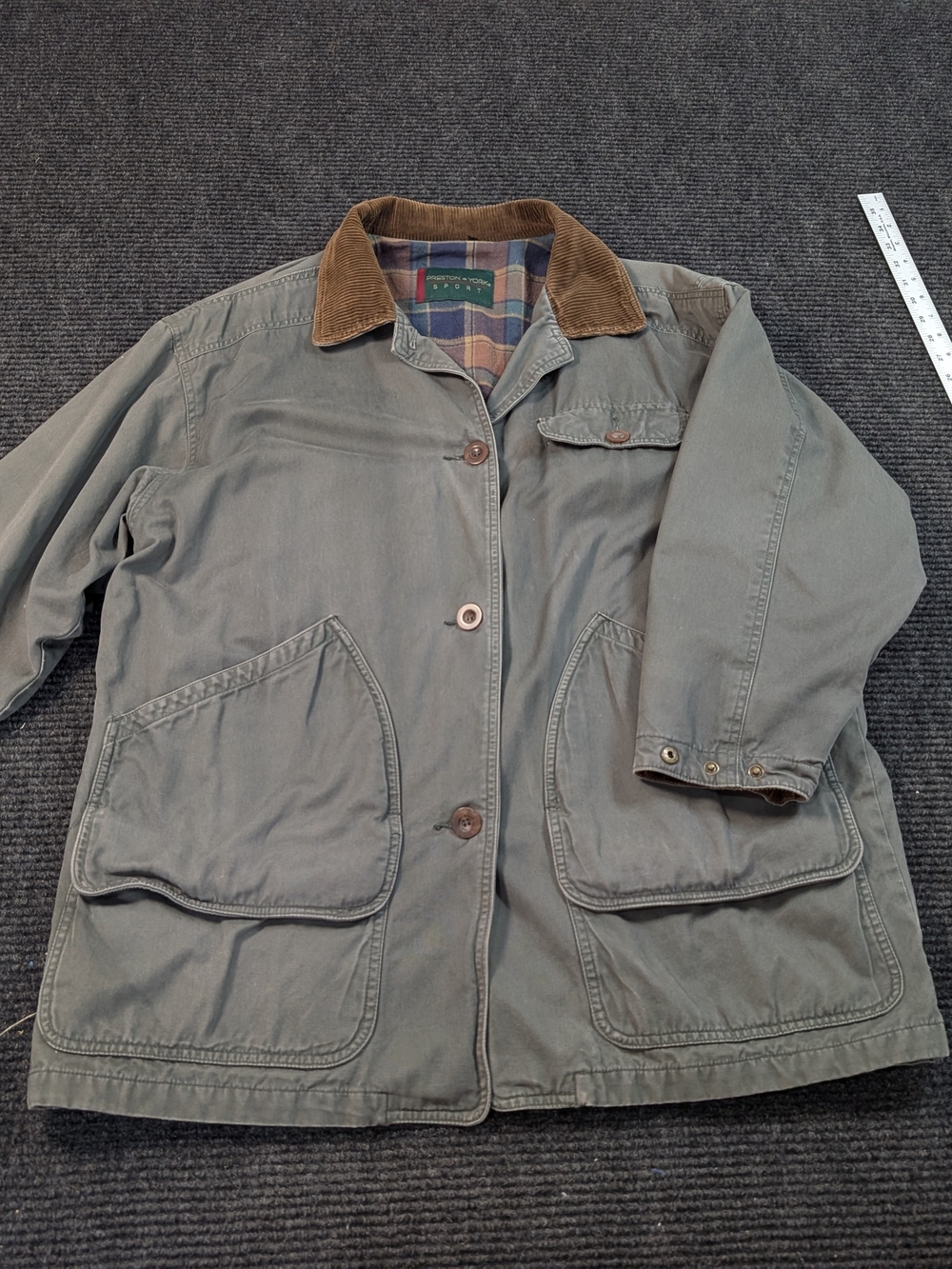 Vintage Preston & York Canvas Plaid Lined Barn Coat - Medium